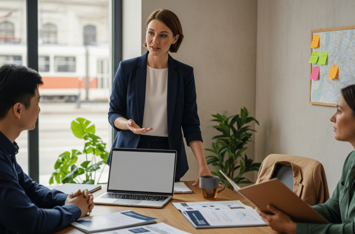 Munkaerőpiaci kommunikáció: tanácsadó irodában beszél ázsiai és európai jelöltekkel